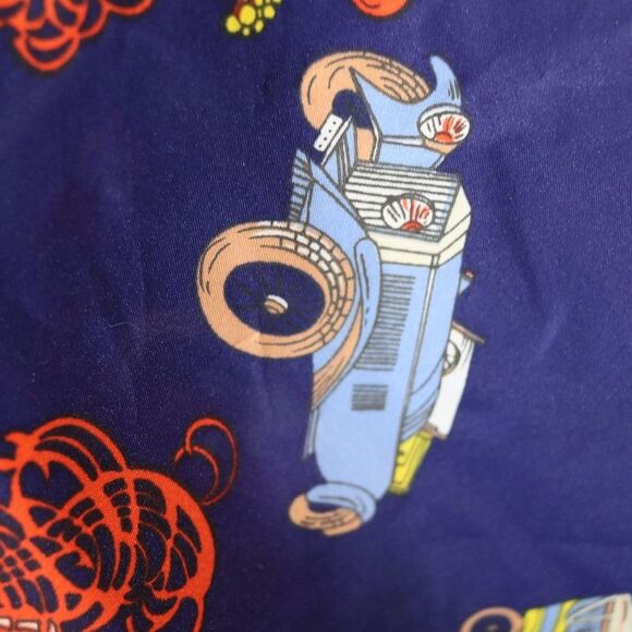 Vintage Neck Scarf Bow Scarf Red Headed Lady & Old Cars Whimsical Avant Guarde - Picture 9 of 10